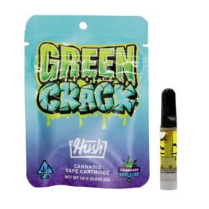 Hush Hush | Green Crack | Cartridge | 1g 1 Type Sativa THC 91.29% CBD 0.2%
